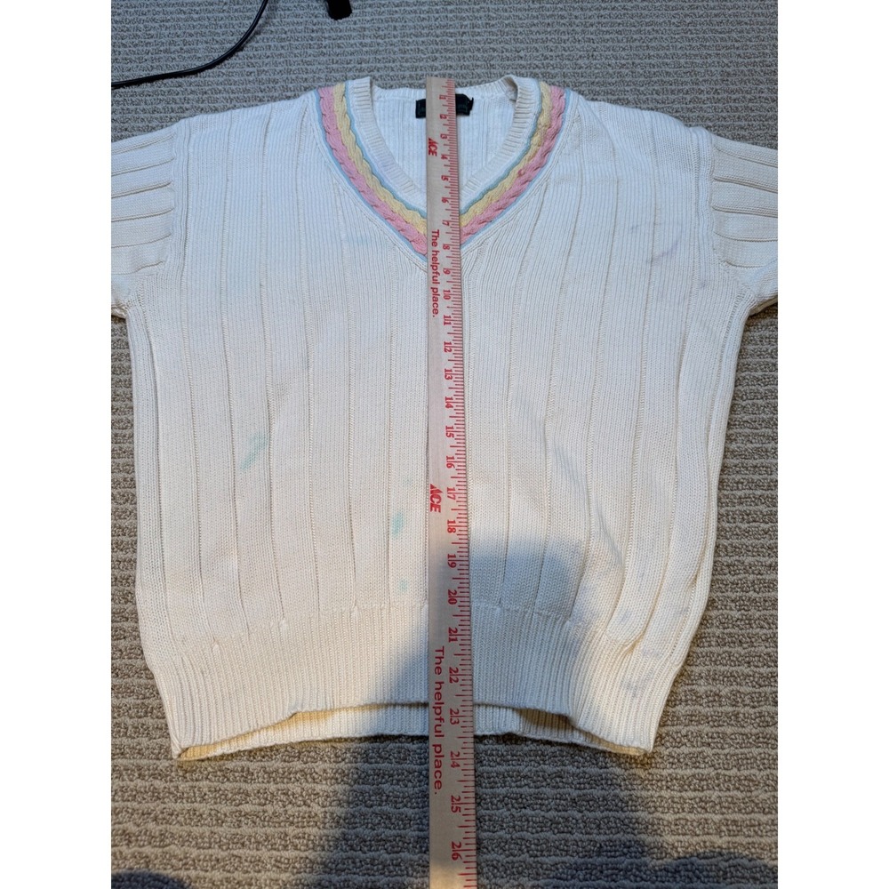 Vintage Abercrombie & Fitch Cable‎ Knit V Neck Sweater Size M Cottagecore Preppy - Picture 11 of 11